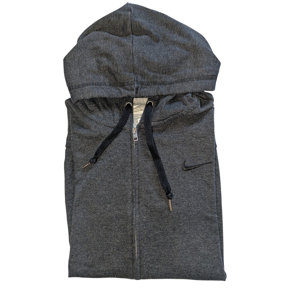 Nike Womens Short Sleeve Full Zip Hoodie Charcoal Grey Heather Athletic Size M